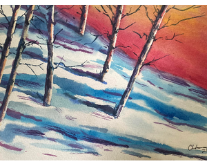 "Winter Sky" Original Watercolor Painting by Chris Wakefield